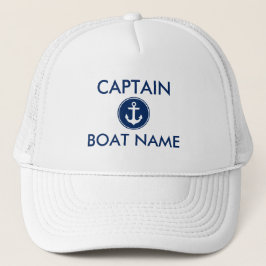Nautical Navy Blue Anchor Boat Name Kapitein Trucker Pet