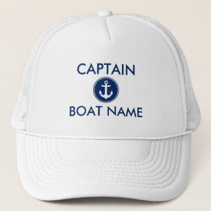 Nautical Navy Blue Anchor Boat Name Kapitein Trucker Pet
