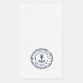 Nautical Navy Blue Anchor Boat Name Servet (Voorkant)