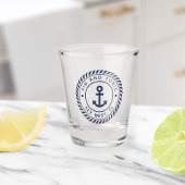 Nautical Navy Blue Anchor Boat Name Shot Glas