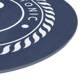 Nautical Navy Blue Anchor Boat Name Snijplank (Hoek)