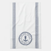 Nautical Navy Blue Anchor Boat Name Theedoek (Verticaal)