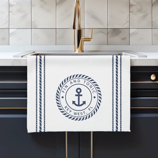 Nautical Navy Blue Anchor Boat Name Theedoek