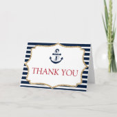 Nautical Navy Blue Anchor Boat Ocean Zee Bedankkaart (Voorkant)
