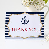 Nautical Navy Blue Anchor Boat Ocean Zee Bedankkaart