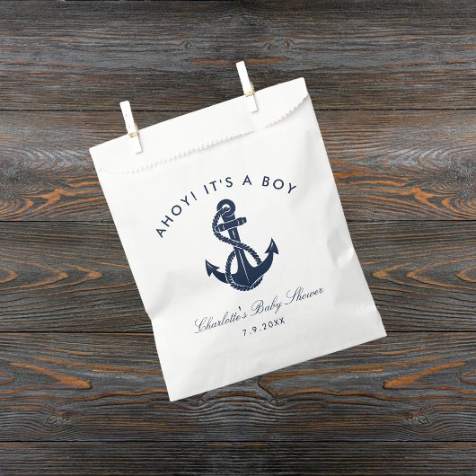 Nautical Navy Blue Anchor Boy Baby shower Bedankzakje