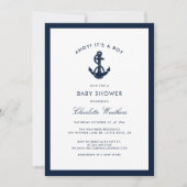 Nautical Navy Blue Anchor Boy Baby shower Kaart (Voorkant)