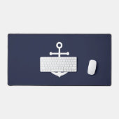 Nautical Navy Blue Anchor Bureaumat (Keyboard & Muis)
