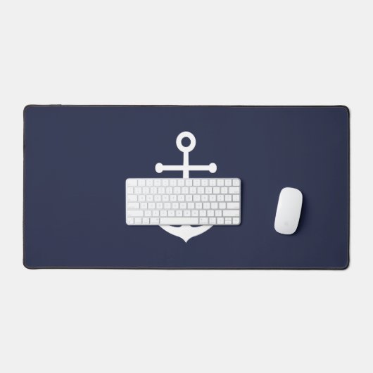 Nautical Navy Blue Anchor Bureaumat (Keyboard & Muis)