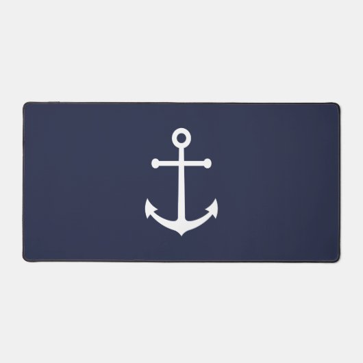Nautical Navy Blue Anchor Bureaumat (Voorkant)