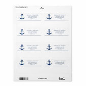 Nautical Navy Blue Anchor Business Return Address Etiket (Full Sheet)