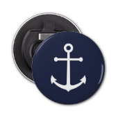 Nautical Navy Blue Anchor Button Flesopener (Voorkant)