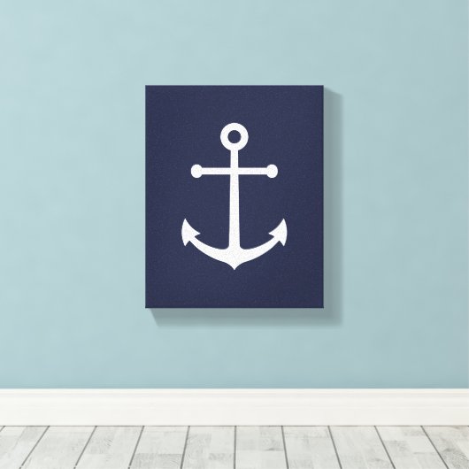 Nautical Navy Blue Anchor Canvas Afdruk (Insitu (Houten vloer))