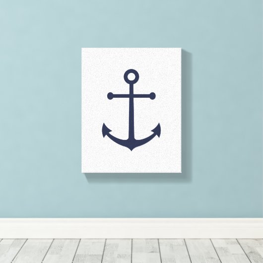 Nautical Navy Blue Anchor Canvas Afdruk (Insitu (Houten vloer))