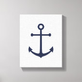 Nautical Navy Blue Anchor Canvas Afdruk (Voorkant)