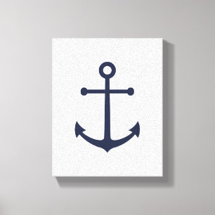 Nautical Navy Blue Anchor Canvas Afdruk