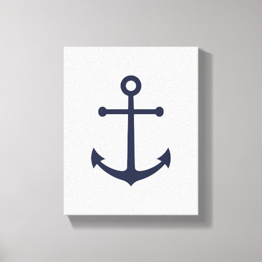 Nautical Navy Blue Anchor Canvas Afdruk (Voorkant)