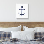 Nautical Navy Blue Anchor Canvas Afdruk (Insitu (Slaapkamer))