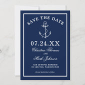 Nautical Navy Blue Anchor Classic Save the Date Kaart (Voorkant)