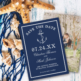 Nautical Navy Blue Anchor Classic Save the Date Kaart