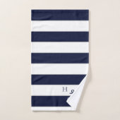 Nautical Navy Blue Anchor Coastal Monogram Naam Bad Handdoek (Handdoek)