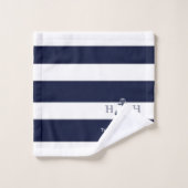 Nautical Navy Blue Anchor Coastal Monogram Naam Bad Handdoek (Wasdoekje)