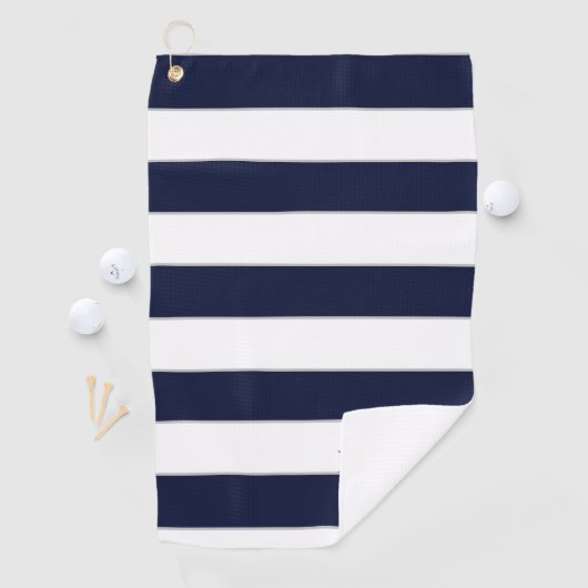 Nautical Navy Blue Anchor Coastal Monogram Naam Golfhanddoek (Insitu)
