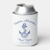 Nautical Navy Blue Anchor Coastal Monogramed Blikjeskoeler (Blikje Voorkant)