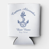 Nautical Navy Blue Anchor Coastal Monogramed Blikjeskoeler (Voorkant)