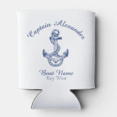 Nautical Navy Blue Anchor Coastal Monogramed Blikjeskoeler (Achterkant)