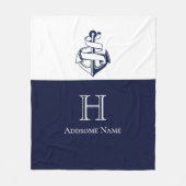 Nautical Navy Blue Anchor Coastal Monogramed Fleece Deken (Voorkant)