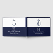 Nautical Navy Blue Anchor Coastal Monogramed Gastenboek (Volledig)