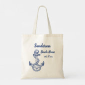 Nautical Navy Blue Anchor Coastal Monogramed Tote Bag (Achterkant)