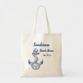 Nautical Navy Blue Anchor Coastal Monogramed Tote Bag (Voorkant)