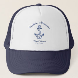 Nautical Navy Blue Anchor Coastal Monogramed Trucker Pet