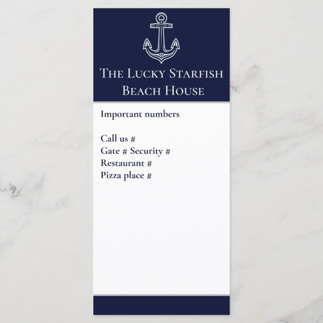 Nautical Navy Blue Anchor Coastal Monogrammed Duve (Achterkant)