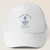 Nautical Navy Blue Anchor Coastal Monogrammed Tr Trucker Pet (Voorkant)