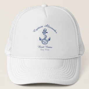Nautical Navy Blue Anchor Coastal Monogrammed Tr Trucker Pet
