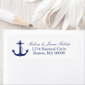 Nautical Navy Blue Anchor Coastal Return Address Etiket (Insitu)