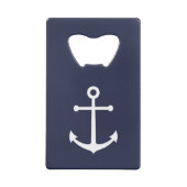 Nautical Navy Blue Anchor Creditkaart Flessenopener (Achterkant)