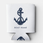 Nautical Navy Blue Anchor Custom Boat Name Blikjeskoeler (Achterkant)