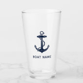 Nautical Navy Blue Anchor Custom Boat Name Glas (Voorkant)