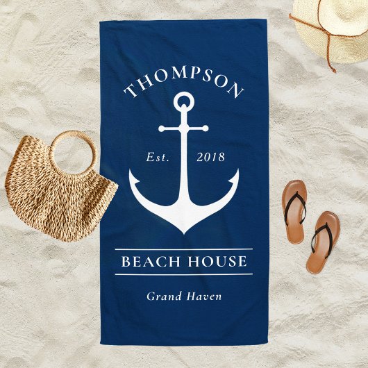 Nautical Navy Blue Anchor Custom Vaction Home Strandlaken