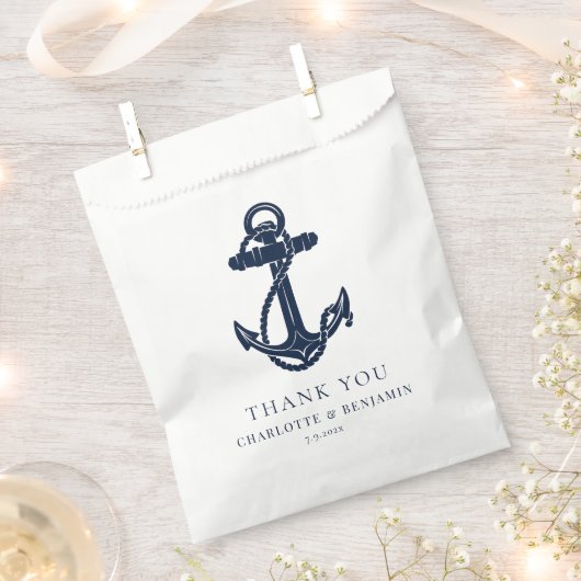 Nautical Navy Blue Anchor Custom Wedding Bedankzakje (Geknipt)