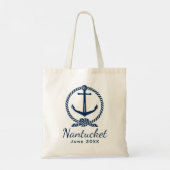 Nautical Navy Blue Anchor Custom Wedding Location Tote Bag (Achterkant)