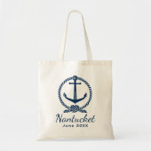 Nautical Navy Blue Anchor Custom Wedding Location Tote Bag (Voorkant)