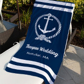 Nautical Navy Blue Anchor Custom Wedding Strandlaken