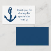 Nautical Navy Blue Anchor Dank je huwelijk Plaatskaartje (Voorkant / Achterkant)