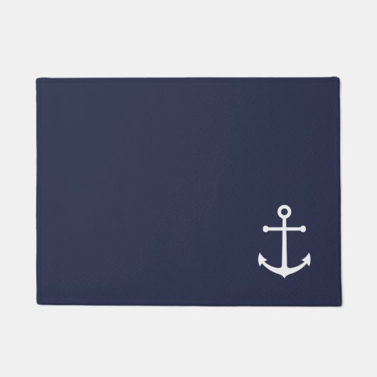 Nautical Navy Blue Anchor Deurmat (Voorkant)