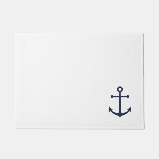Nautical Navy Blue Anchor Deurmat (Voorkant)